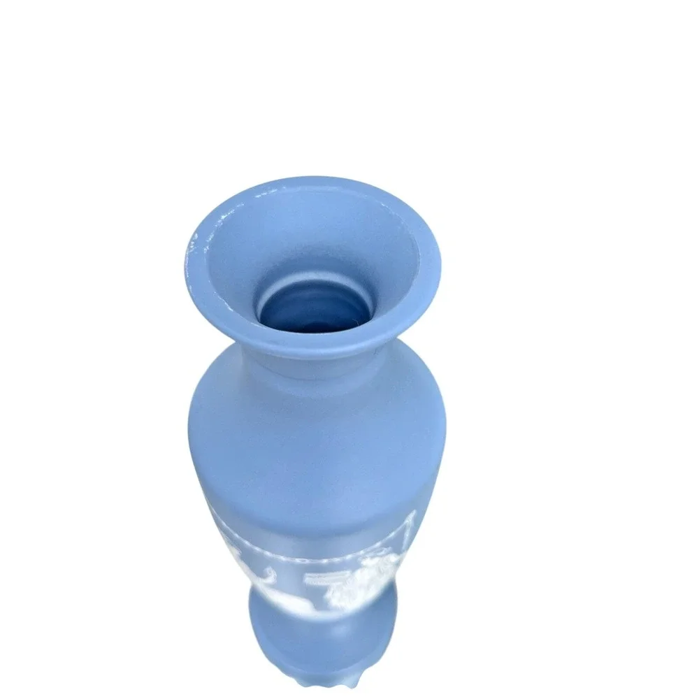 Vase Jasperware Style Blue Stoneware Grecian Neoclassical Small‎ Bud Vase